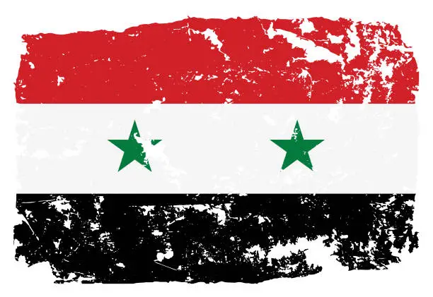 Vector illustration of Grunge styled flag of Syria