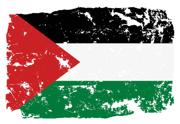 Grunge styled flag of Palestine Grunge styled flag of Palestine. Work is done so that there is a file with the original flag and a layer with a grunge effect on top of it palestinian flag stock illustrations