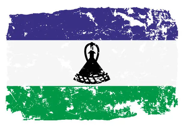 Vector illustration of Grunge styled flag of Lesotho