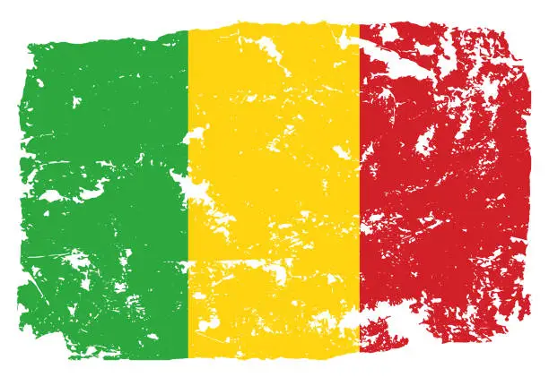 Vector illustration of Grunge styled flag of Mali