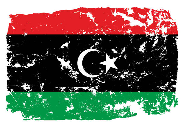 illustrazioni stock, clip art, cartoni animati e icone di tendenza di bandiera della libia in stile grunge - libyan flag