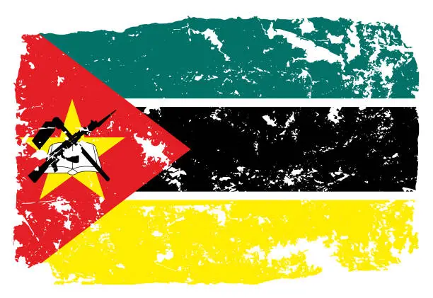 Vector illustration of Grunge styled flag of Mozambique