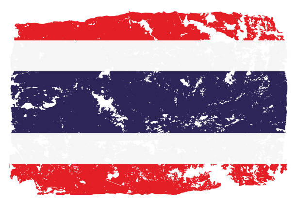 Grunge styled flag of Thailand Grunge styled flag of Thailand. Work is done so that there is a file with the original flag and a layer with a grunge effect on top of it thai flag stock illustrations