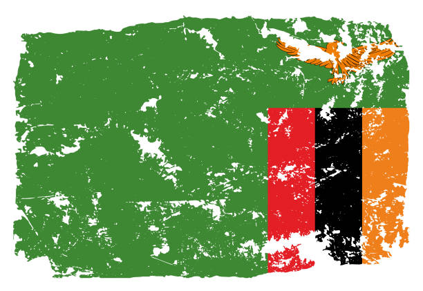 Grunge styled flag of Zambia Grunge styled flag of Zambia. Work is done so that there is a file with the original flag and a layer with a grunge effect on top of it zambia flag stock illustrations