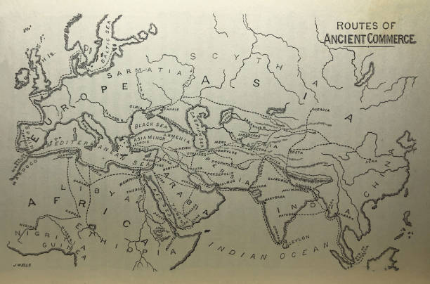 istock Antique illustration - World History - Map of Ancient Commerce routes 1333761118