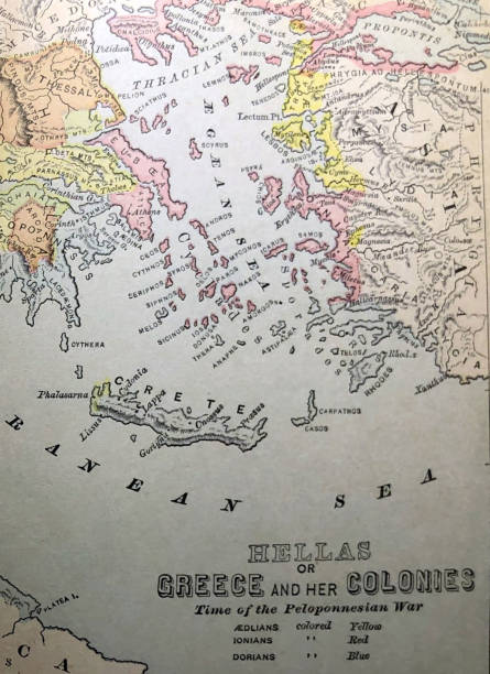 istock Antique illustration - World History - partial map of Hellas or Greece and her colonies 1333761137