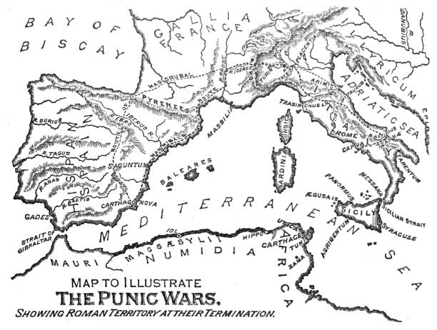istock Antique illustration - World History - Map of the Punic Wars 1333761226