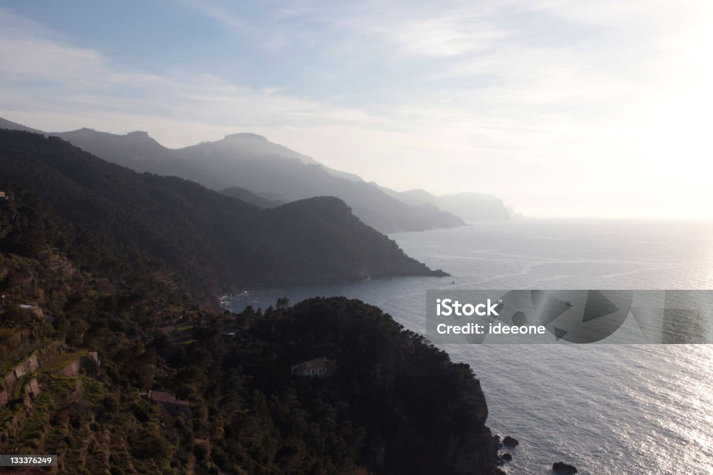 Mallorca Coastline Beautiful and dramatic coastline of the Balearic island of Majorca Aerial View Stock Photo