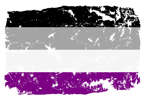 Grunge styled Asexual pride flag. Work is done so that there is a file with the original flag and a layer with a grunge effect on top of it