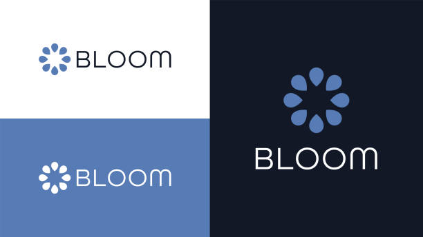 ilustraciones, imágenes clip art, dibujos animados e iconos de stock de plantilla de diseño de logotipo de flor elegante. - cabeza de flor