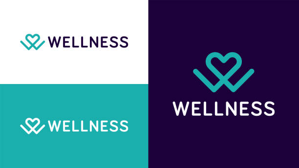 wellness logo design vorlage vektor - wellness logo stock-grafiken, -clipart, -cartoons und -symbole