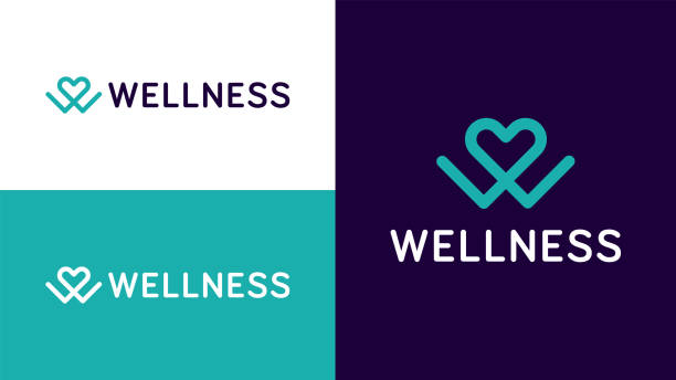 Wellness Logo Design Template Vector Vector Logo Template for Health, Wellness or Fitness Company. Letter W with Love Heart Logo Symbol in Modern Colour Scheme wellness stock illustrations