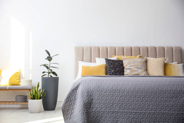 istock Stylish interior of contemporary room with comfortable bed 1333768028