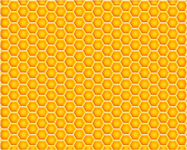 ilustraciones, imágenes clip art, dibujos animados e iconos de stock de fondo vectorial en un estilo plano que consiste en panales. - honey hexagon honeycomb spring