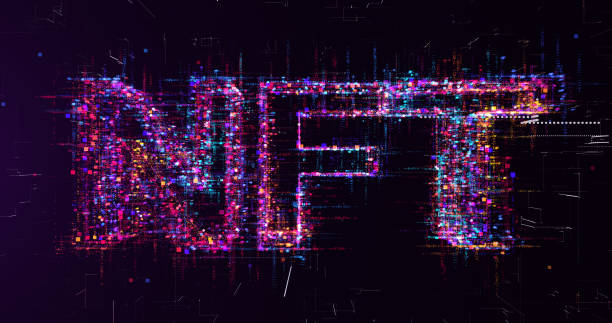 NFT, Non-funglible token glitch background NFT, Non-funglible token glitch background non fungible token photos stock pictures, royalty-free photos & images