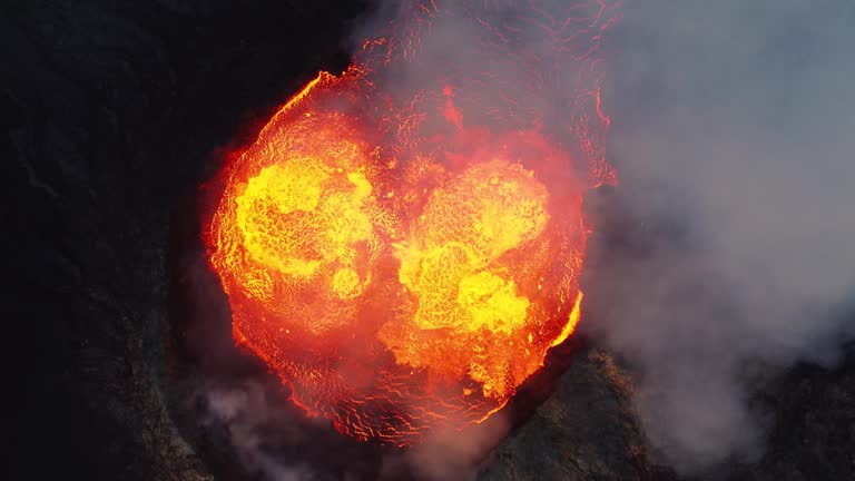 Close look on eruption of the Fagradalsfjall volcano in Iceland