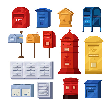 Post Box Mail Layout Isometric Mailbox Set Postbox For Paper Letters Newspapers ...