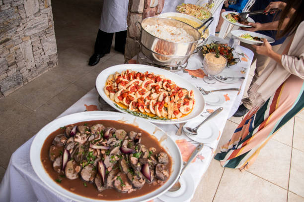 istock Dinner made in Brazil. Meat, rice, farofa, salad 1333777294