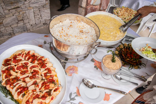 istock Dinner made in Brazil. Meat, rice, farofa, salad 1333777308