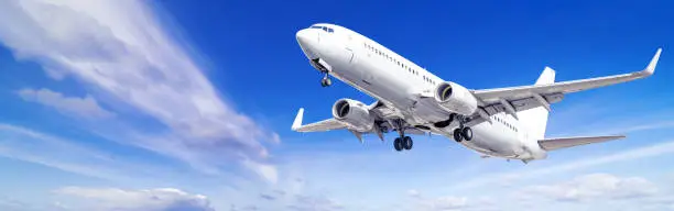 modern airliner against a blue sky