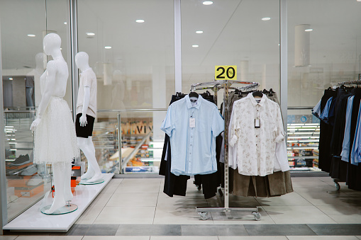 Clothing sections inside the shopping mall
