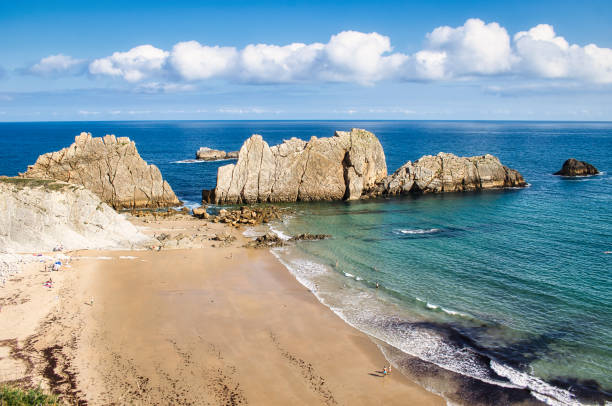 istock Arnia Beach with imposing rock formations on the coast of Santander, Spain 1333784328