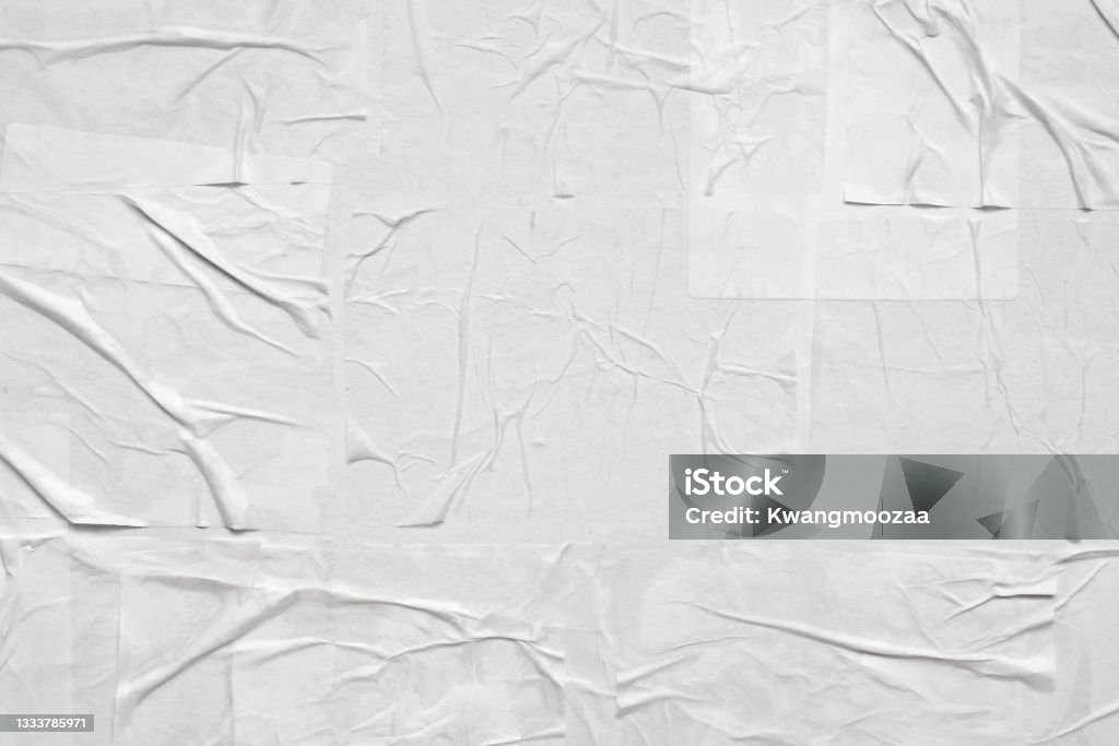 Blank white crumpled and creased paper poster texture Paper Stock Photo