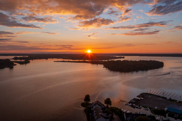 istock Deep Orange Sunshine over a lake 1333786018
