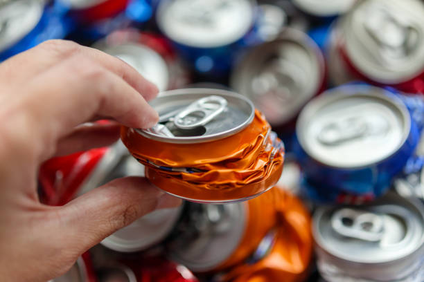 istock recycle aluminum metal crushed can waste background 1333786088