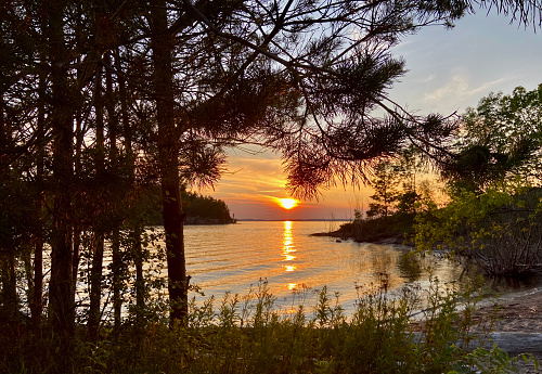 Sunset on Georgian Bay in Muskoka Ontario Canada