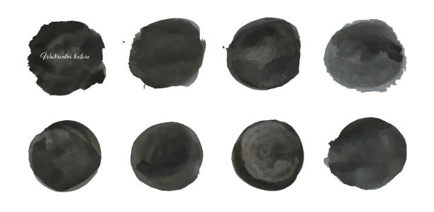 istock Set of black blots.Black spots, uneven edge.Watercolor texture.Vector 1333790912