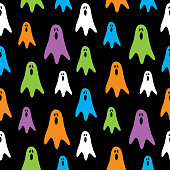 istock Colorful Halloween Ghosts Seamless Pattern 1333792049