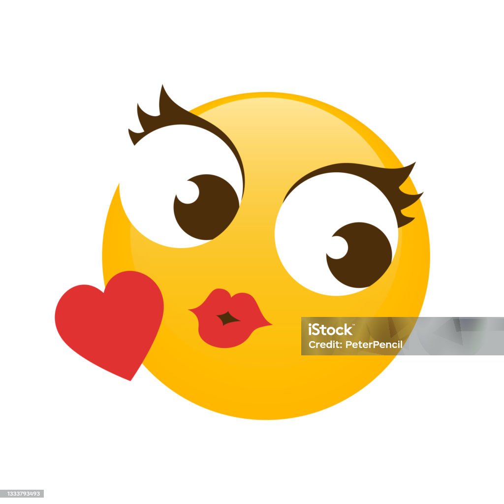 Moa Kissing Female Smiley Emoji Icon Emoticon Smile Emotion Funny Cartoon  Social Media Vector Iluustration Stock Illustration - Download Image Now -  iStock