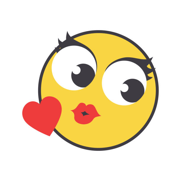 Moa Kissing Female Smiley - Emoji Icon. Emoticon. Smile. Emotion. Funny Cartoon. Social Media. Vector iluustration Moa Kissing Female Smiley - Emoji Icon. Emoticon. Smile. Emotion. Funny Cartoon. Social Media. Vector iluustration mouths kissing stock illustrations