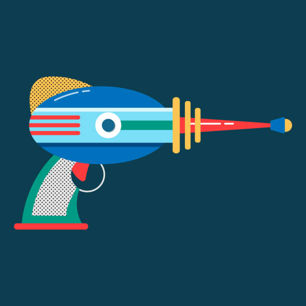 ilustrações, clipart, desenhos animados e ícones de blaster em estilo desenho animado estilo laser arma de raios laser - laser gun shooting space laser