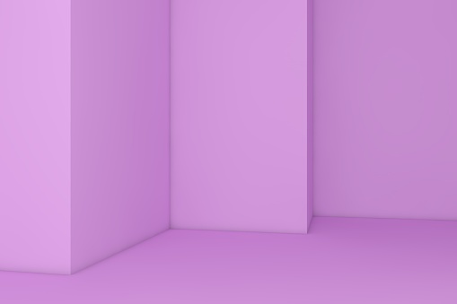 3d render, abstract urban background, empty purple corridor, room, concrete walls, illuminated tunnel, sun rays, daylight, light and shadows
