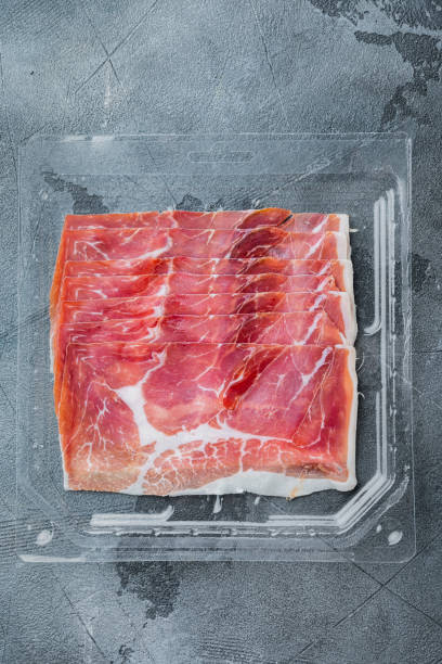 istock Italian antipasto hamon, on gray background, top view 1333801383