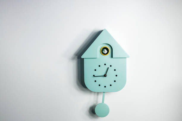 istock Close up view of grey wall cuckoo clock on background. Sweden. 1333801592