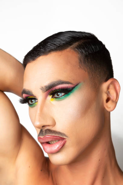 istock closeup of man with mustache and glamorous makeup 1333803072