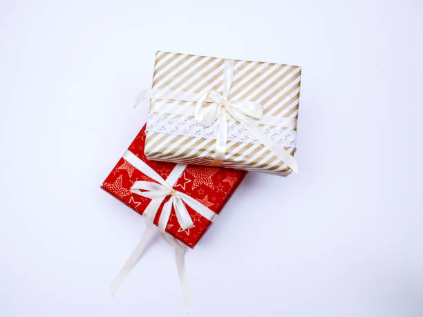 istock New Year's gifts in red and white packaging. 1333803504