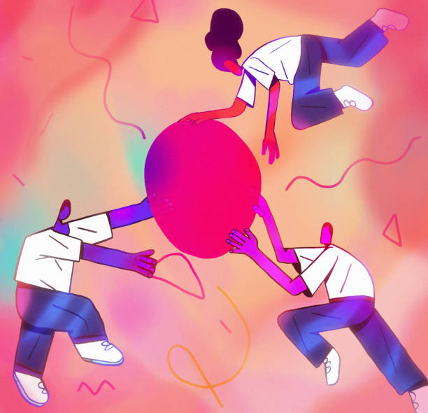 istock illustration concept of teamwork with abstract shapes with gradient. Modern illustration conceptual for banner, flyer, promotion, marketing material, online advertising, business presentation 1333806228