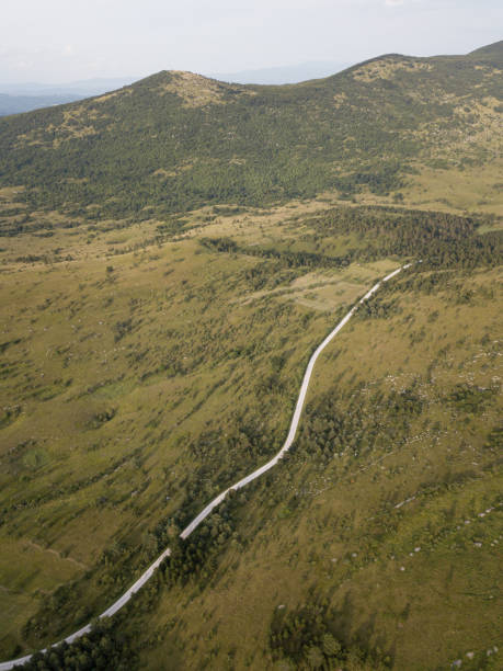 istock White road through beautiful landscape from above 1333809429