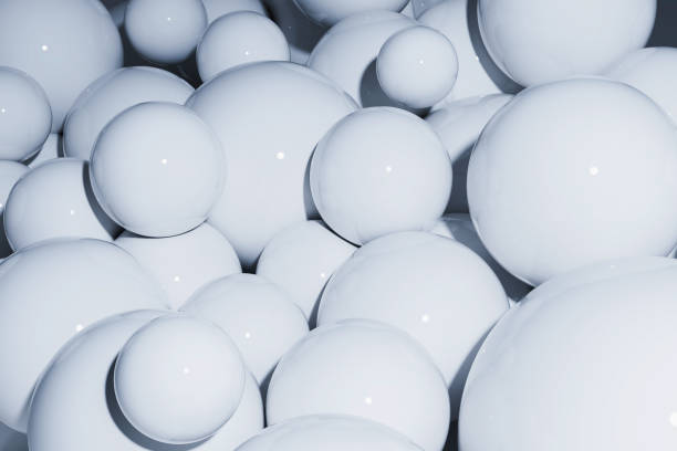 istock Creative white spheres wallpaper. Celebration and decoration concept. 3D Rendering. 1333809757