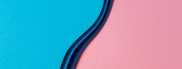 istock Abstract color papers geometry flat lay composition background with blue and pink tones 1333810574