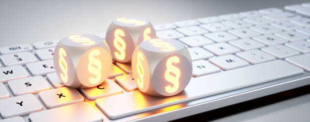 istock Dice with paragraph symbols on keyboard 1333816160