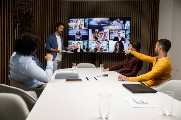 istock Discussing business with colleagues over a video conference 1333816276
