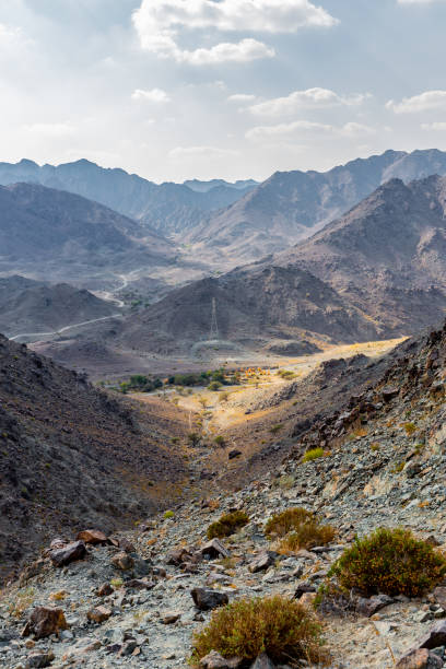 istock Hajar Mountains and Wadi Ghargur landscape view, Hatta, UAE. 1333816960