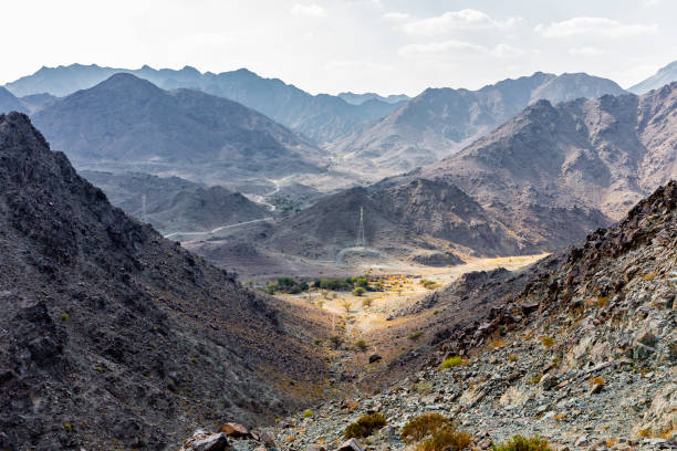 istock Hajar Mountains and Wadi Ghargur landscape view, Hatta, UAE. 1333816999