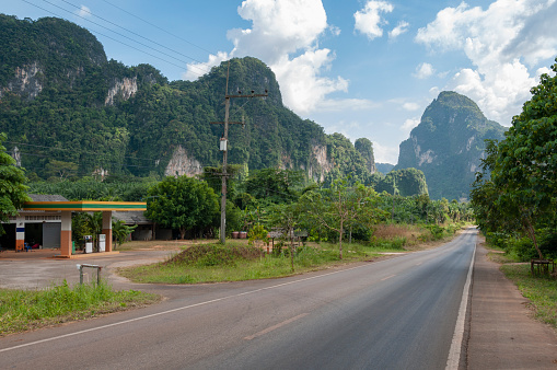 Road Through A Karst Landscape In Southern Thailand