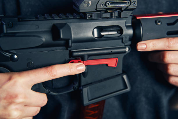 istock Experienced shooter adjusting the weapon to fire 1333817495